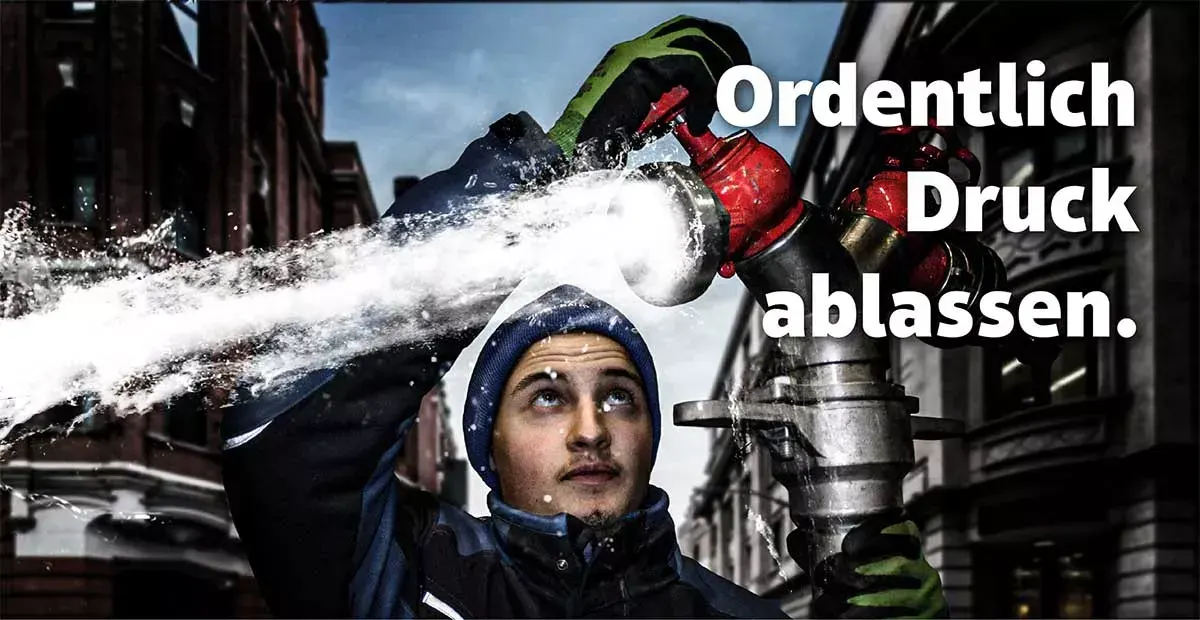 Ziegelbaur Mitarbeiterbilder Fachkräfte-Suche Motiv: Ordentlich Druck ablassen.