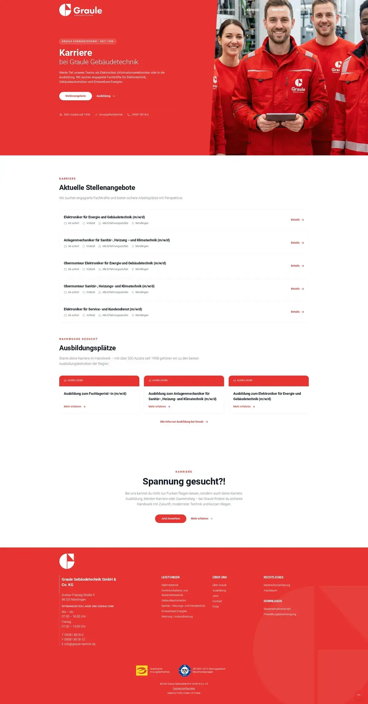 Karriereseite graule-technik.de mit aktuellen Stellenangeboten