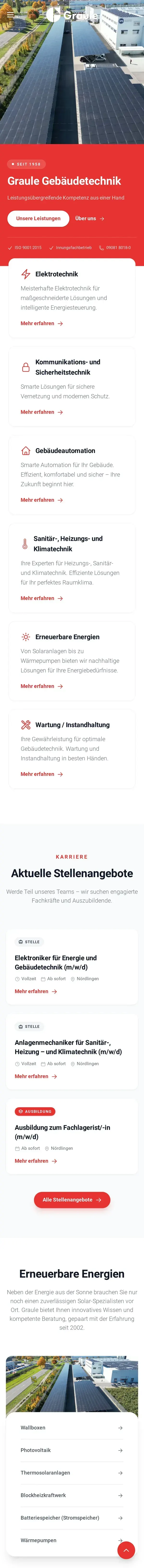 Startseite graule-technik.de auf dem Smartphone