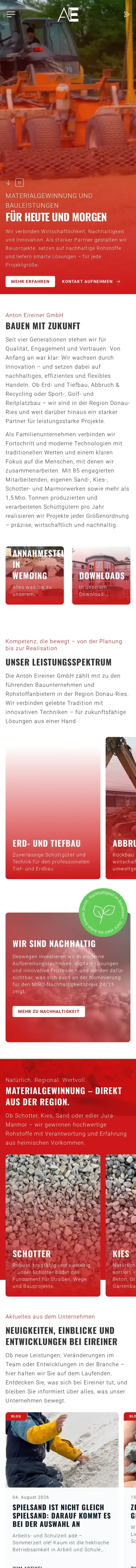Startseite eireiner.de auf dem Smartphone, ganze Seite
