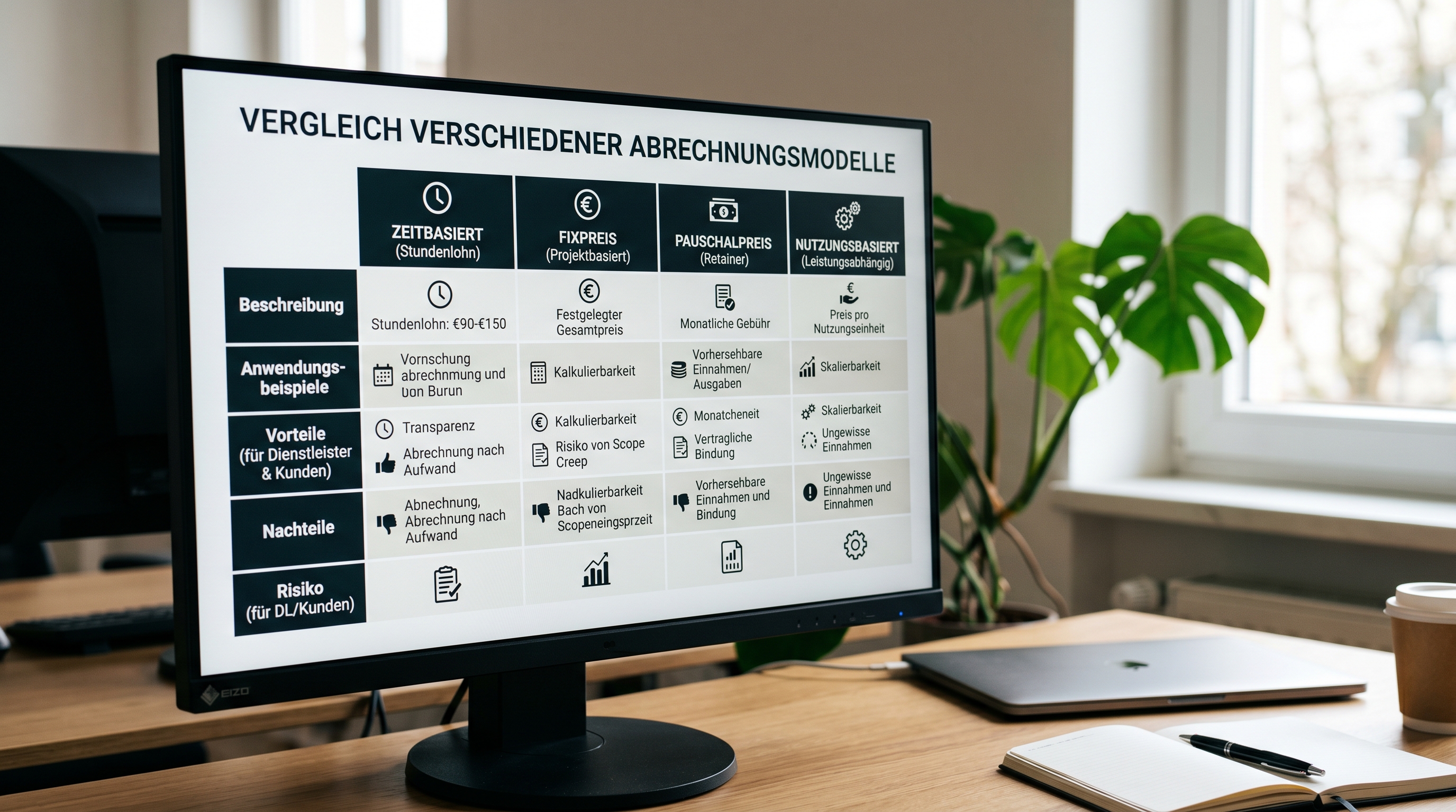 Infografik die verschiedene Abrechnungsmodelle vergleicht