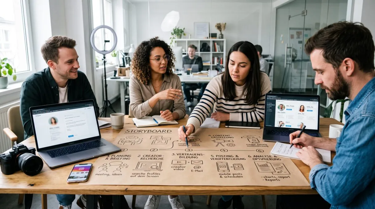 Infografik die den Prozess einer professionellen Creator-Kampagne zeigt