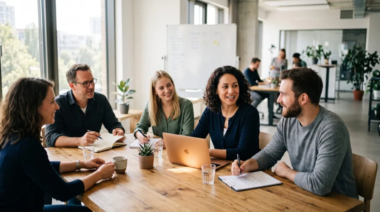 Team-Meeting in einem modernen Büro mit guter Atmosphäre